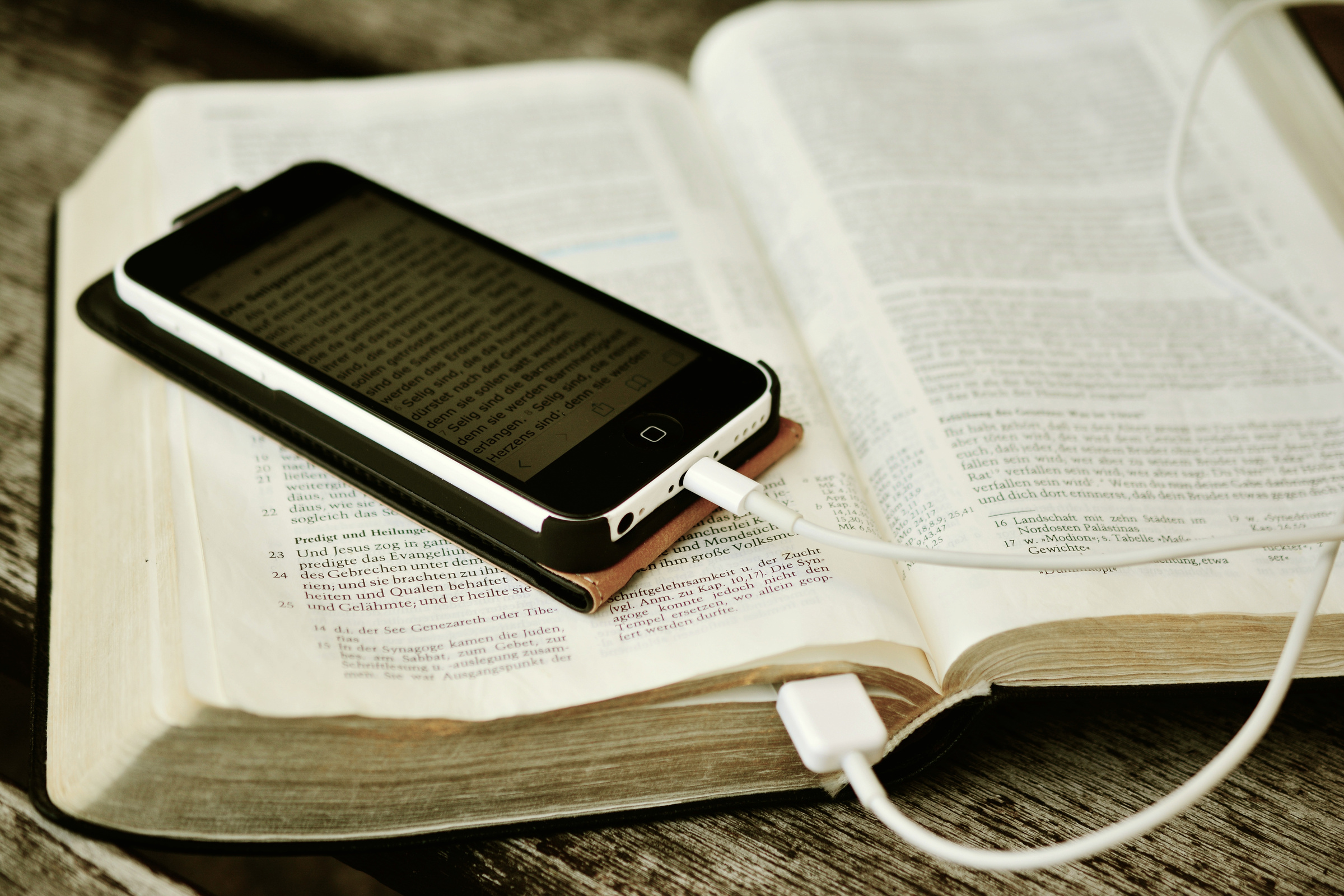 Smartphone on a Bible